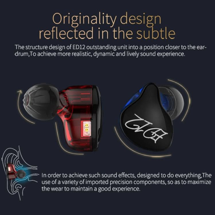 KZ ED12 Standard Version 3.5mm Jack Hanging Ear Sports In-Ear Wired Earphone, Cable Length: 1.2m