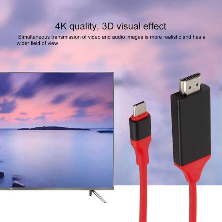 USB-C / Type-C 3.1 to 4K HD HDMI Plastic Video Cable, Length: 2m