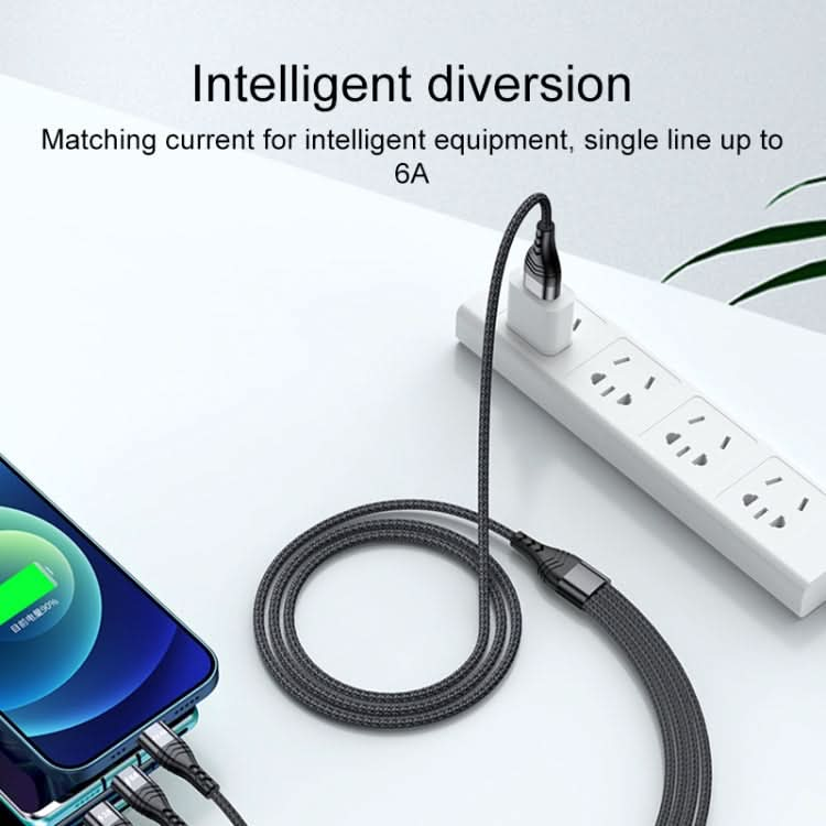 4 in 1 66W 6A USB to 8 Pin + Micro USB + Dual USB-C / Type-C Fast Charging Data Cable, Cable Length: 1.2m