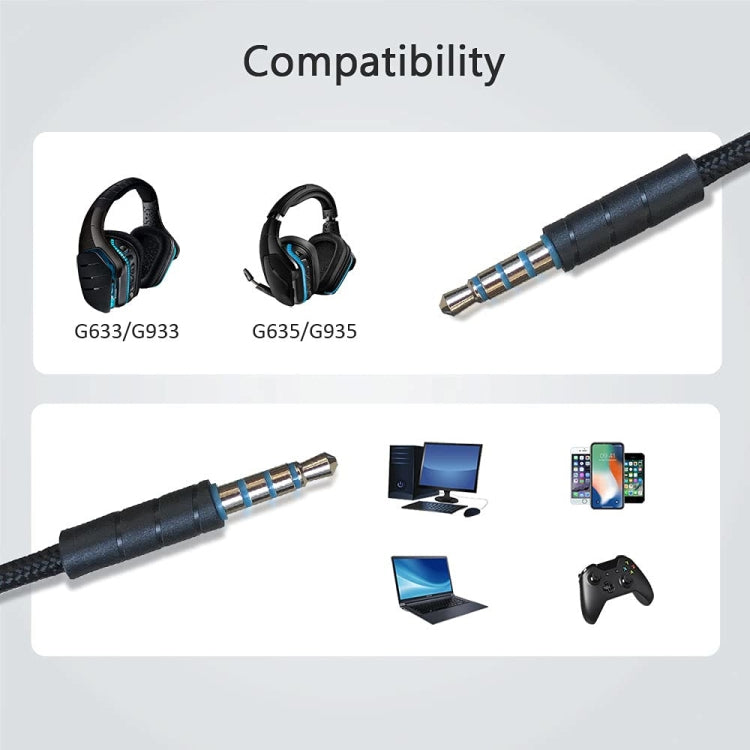 ZS0195 For Logitech G633 / G635 / G933 / G935 3.5mm Gaming Headset Audio Cable, Cable Length: 1.5m