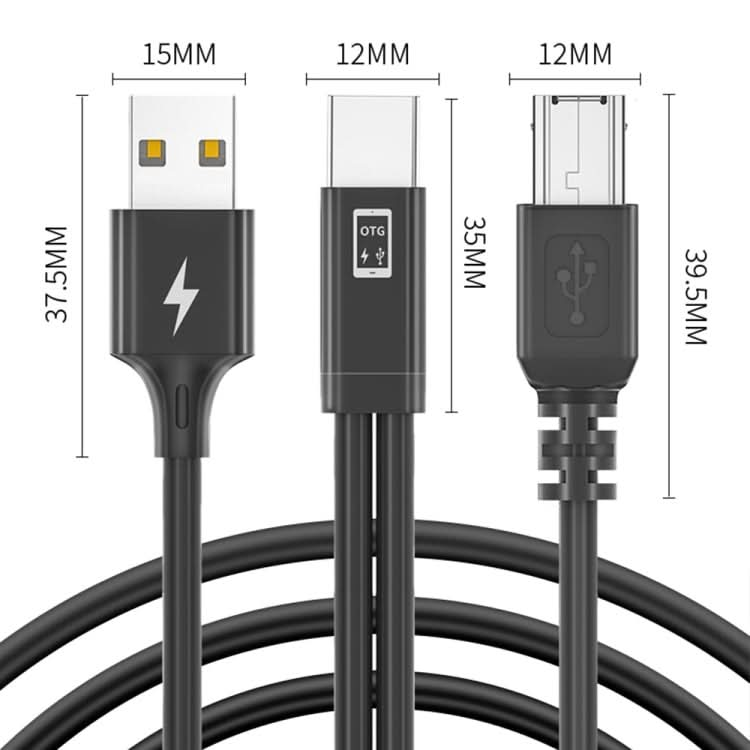 1m USB-C / Type-C to MIDI + USB Sound Card Audio Connection Sync Charging Cable