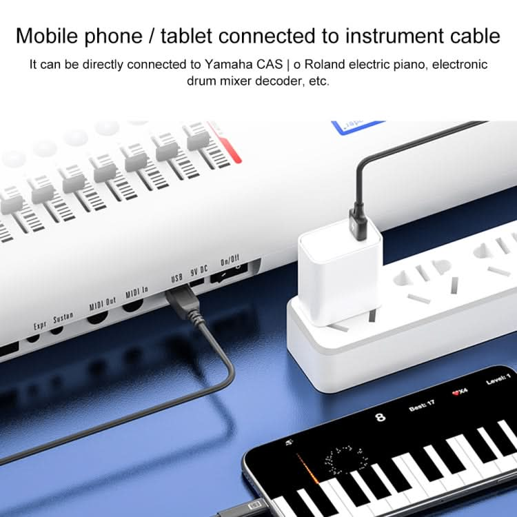 1m USB-C / Type-C to MIDI + USB Sound Card Audio Connection Sync Charging Cable