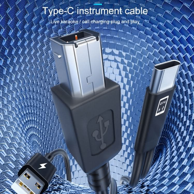 1m USB-C / Type-C to MIDI + USB Sound Card Audio Connection Sync Charging Cable