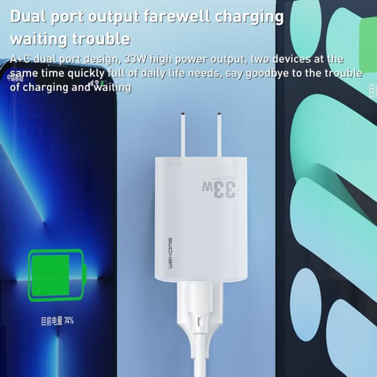 WK WP-U140 33W Power Series USB+USB-C/Type-C Fast Charger, Specifications: US Plug