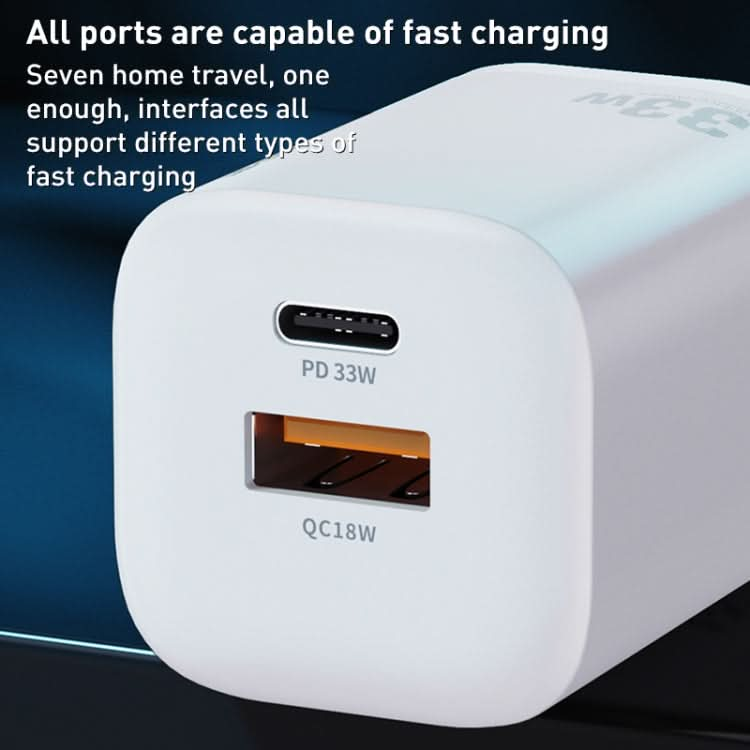 WK WP-U140 33W Power Series USB+USB-C/Type-C Fast Charger, Specifications: US Plug