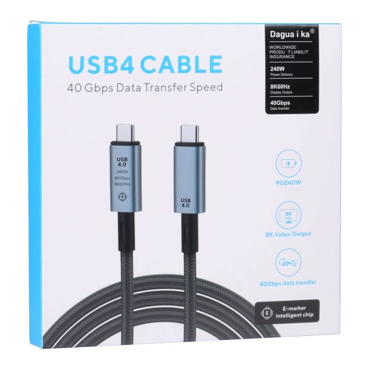 40Gbps 8K USB-C/Type-C to USB-C/Type-C Video Cable Compatible with USB 4, Length: 1m