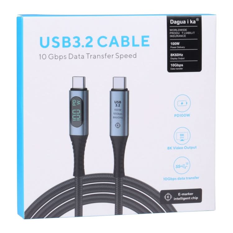 10Gbps 8K USB-C/Type-C to USB-C/Type-C Digital Video Cable Compatible with USB 3.2, Length: 1m