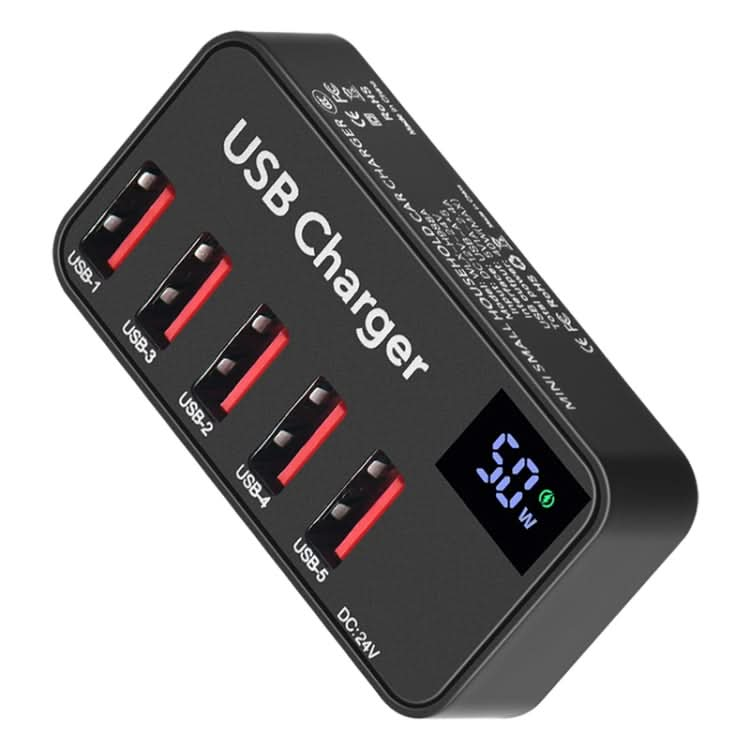 988A Multi-function DC 12V 5 Ports USB Digital Display Fast Charger