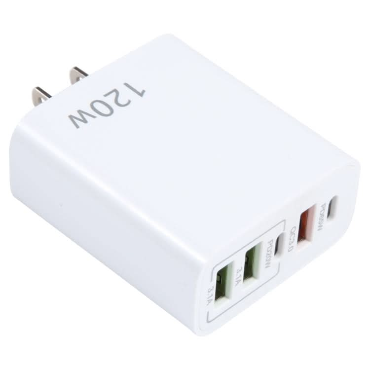 120W Dual PD Type-C + 3 x USB Multi Port Charger, US Plug