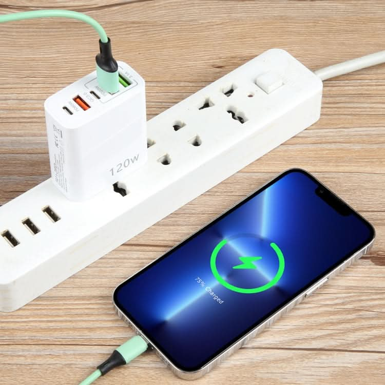 120W Dual PD Type-C + 3 x USB Multi Port Charger, US Plug