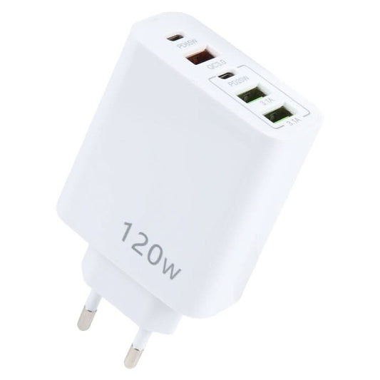 120W Dual PD Type-C + 3 x USB Multi Port Charger, EU Plug