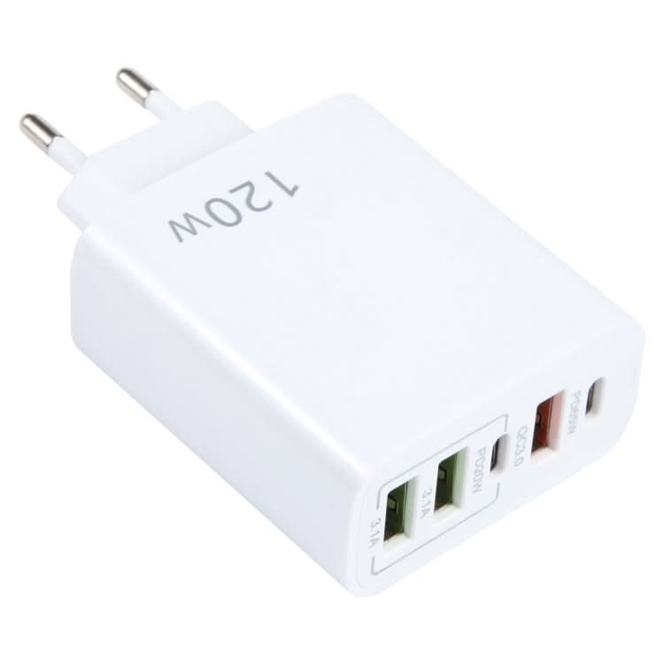 120W Dual PD Type-C + 3 x USB Multi Port Charger, EU Plug