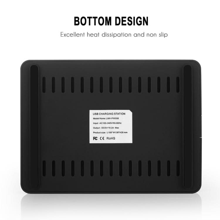 LMH-PW006 Multi-function 96W DC5V/19.2A (Max) Output 8 Ports USB Detachable Charging Station Smart Charger