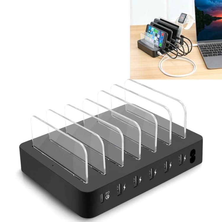 008PD Multi-function AC 100V~240V 6 Ports USB-C PD Detachable Charging Station Smart Charger, US/EU/UK/AU/Japanese Plug