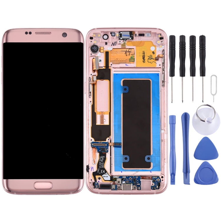 Original LCD Screen and Digitizer Full Assembly with Frame & Charging Port Board & Volume Button & Power Button for Galaxy S7 Edge / G935F