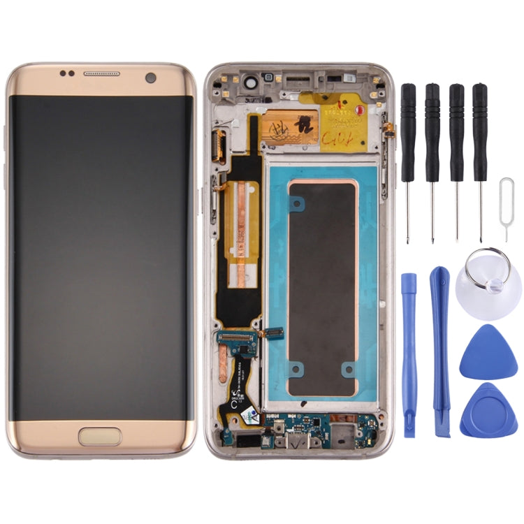 Original LCD Screen and Digitizer Full Assembly with Frame & Charging Port Board & Volume Button & Power Button for Galaxy S7 Edge / G935F