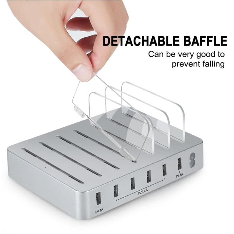 008 Multi-function DC5V/10A (Max) Output 6 Ports USB Detachable Charging Station Smart Charger