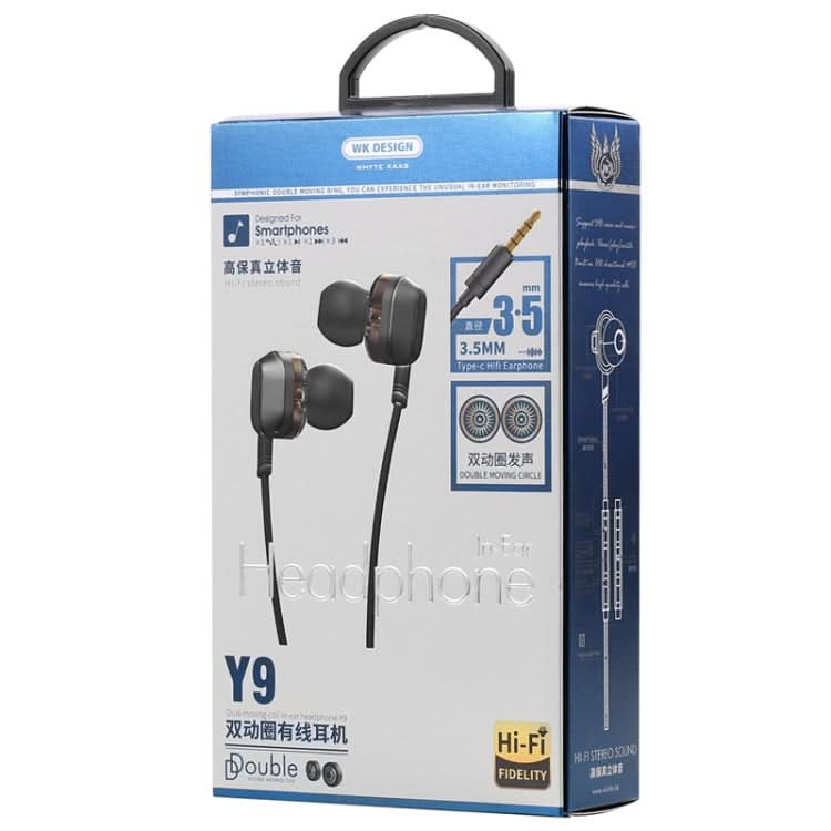 WK Y9 3.5mm In-Ear Double Moving Coil HIFI Stereo Wired Earphone