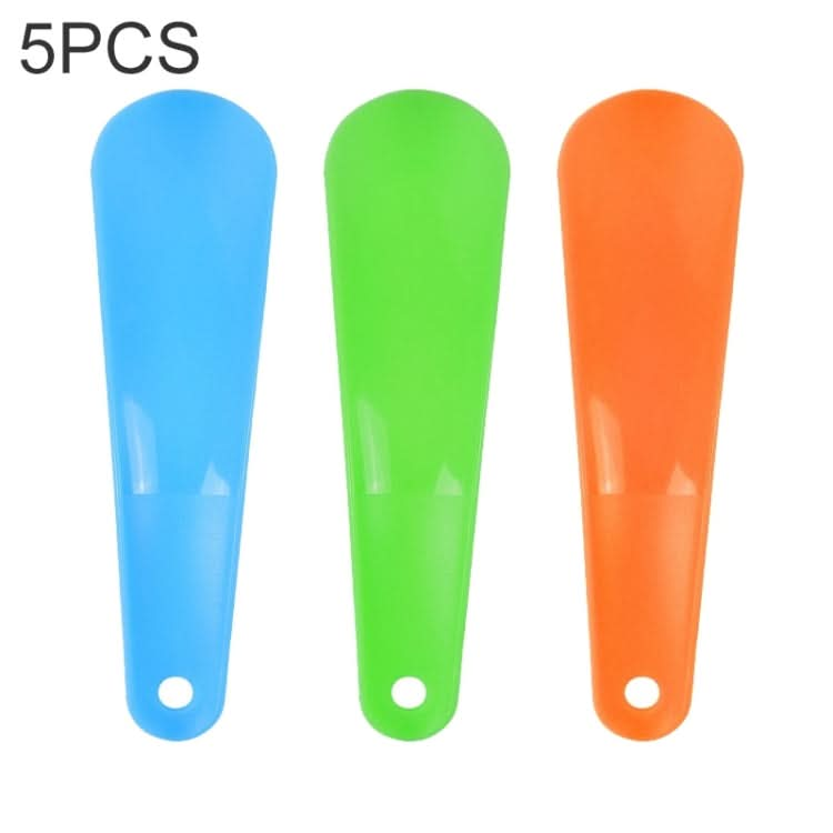 5 PCS 019 Plastic Shoehorn Household Shoes Auxiliary Shoe Puller, Specification: Curved, Color Random Delivery-Reluova