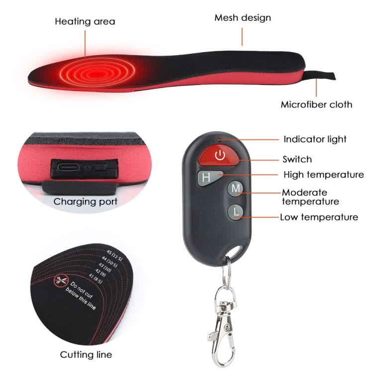 Rechargeable Electric Heating Insole Wireless Remote Control Smart Thermal Insole,Size:Large(41-46 Size) Reluova