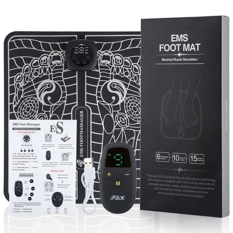 EMS Rechargeable Pulse Foot Massage Machine Foot Pad Physical Therapy with Remote Control Reluova