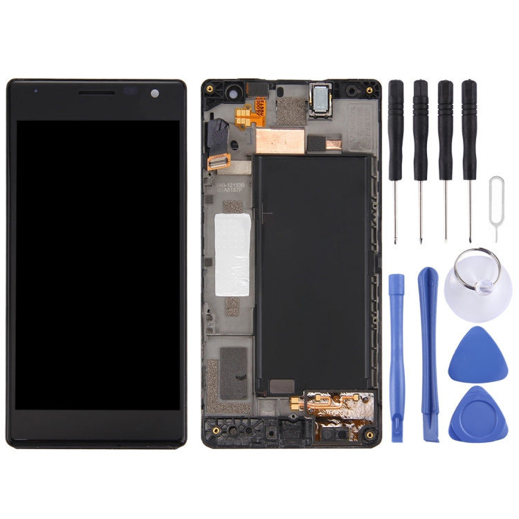 LCD Screen and Digitizer Full Assembly with Frame for Nokia Lumia 735 (Black) My Store