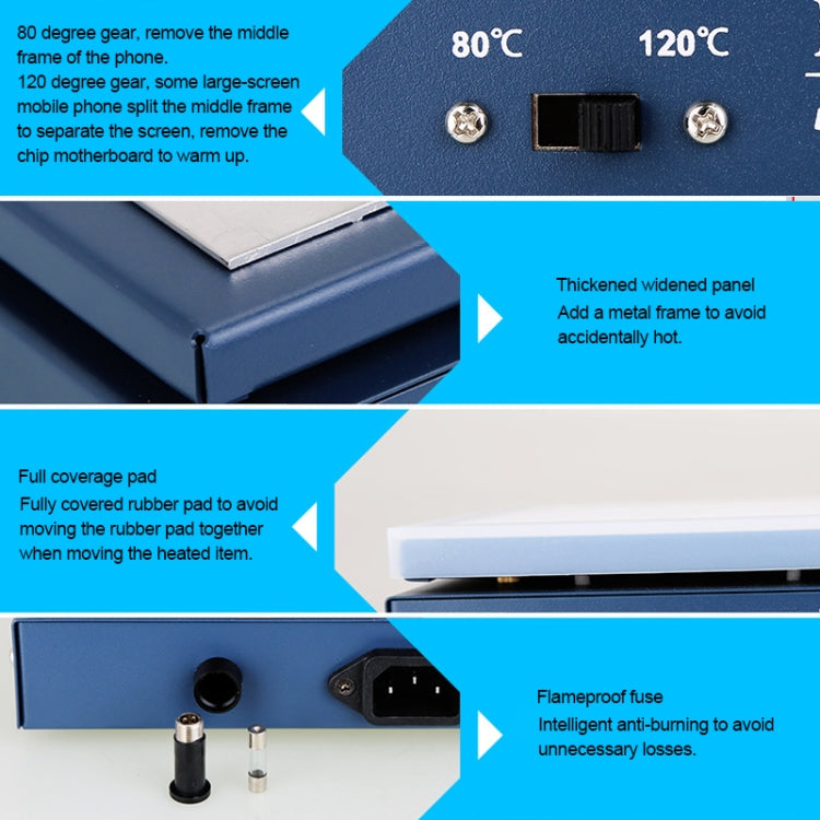 Kaisi K-816 Constant Temperature Heating Plate LCD Screen Open Separator Desoldering Station With Silicone Pad, US Plug