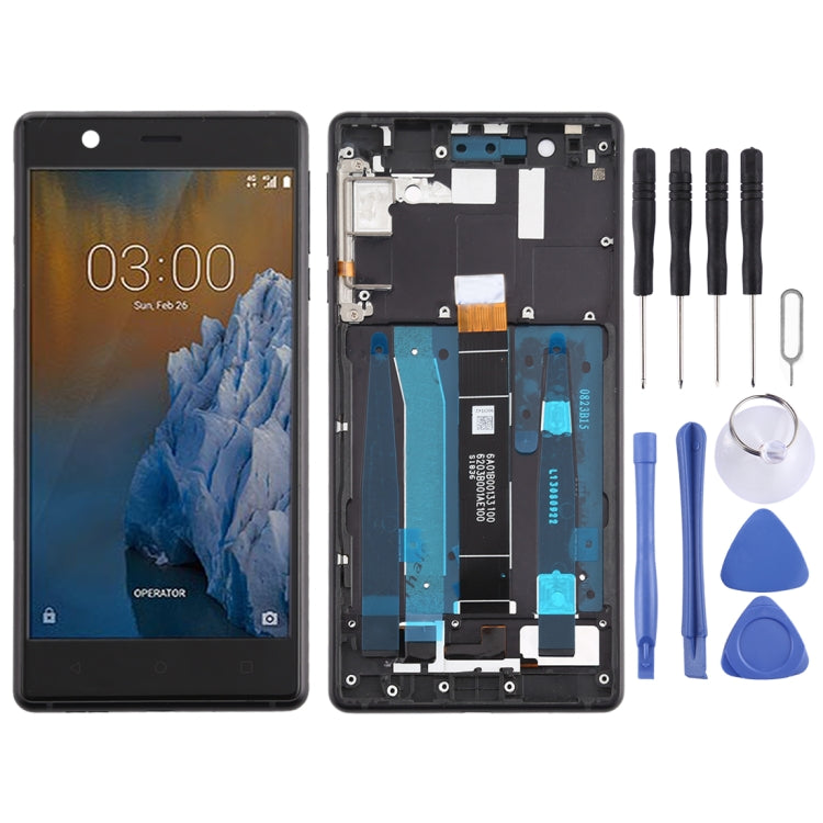 LCD Screen and Digitizer Full Assembly with Frame & Side Keys for Nokia 3 TA-1032