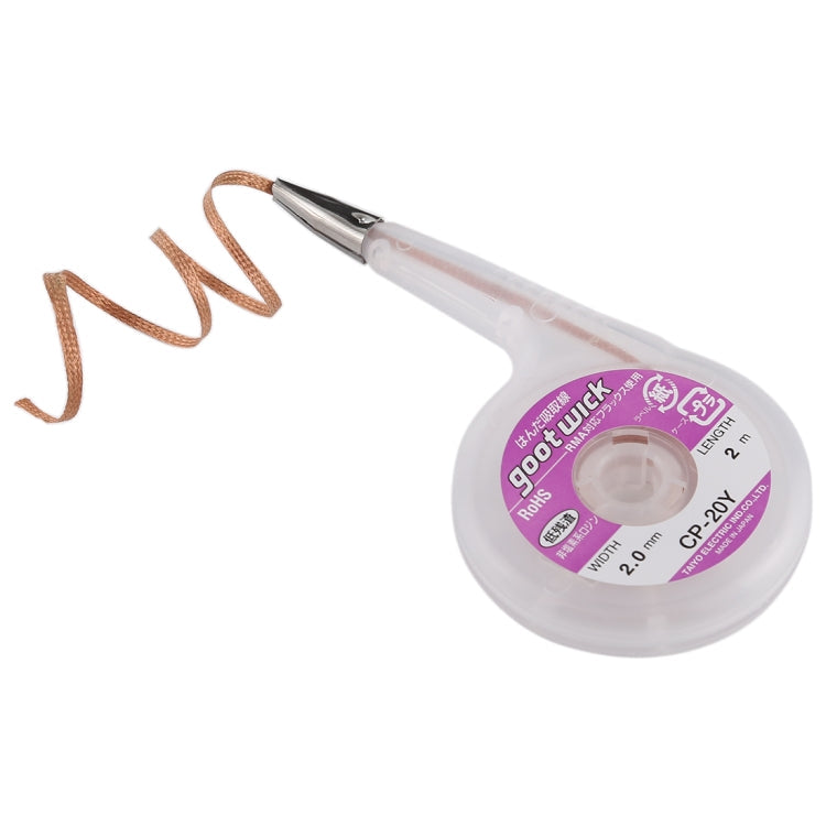 2.0mm Soldering wick Desoldering Braid Solder Wire Suction-line, Length: 2m-Reluova