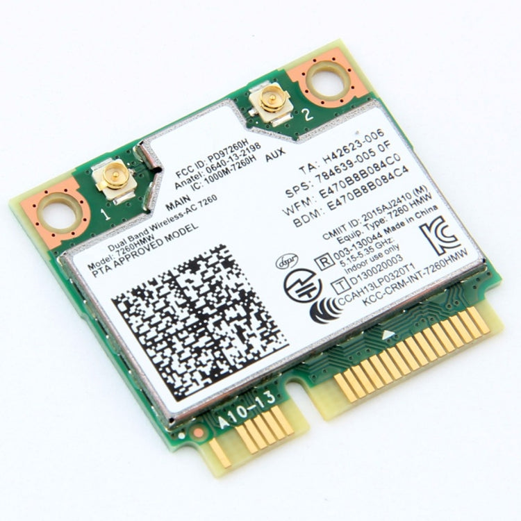 Dual Band Wireless Wifi Card for Intel 7260HMW Mini PCI-E 2.4G / 5Ghz WLAN Bluetooth 4.0 Wifi Card 802.11 ac / a / b / g / n