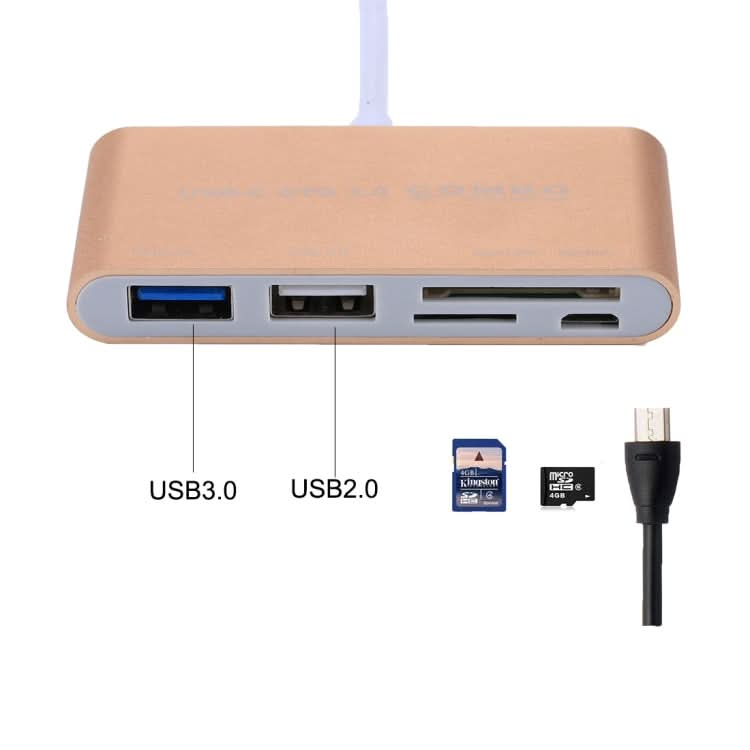 5 in 1 Micro SD + SD + USB 3.0 + USB 2.0 + Micro USB Port to USB-C / Type-C OTG COMBO Adapter Card Reader for Tablet, Smartphone, PC My Store