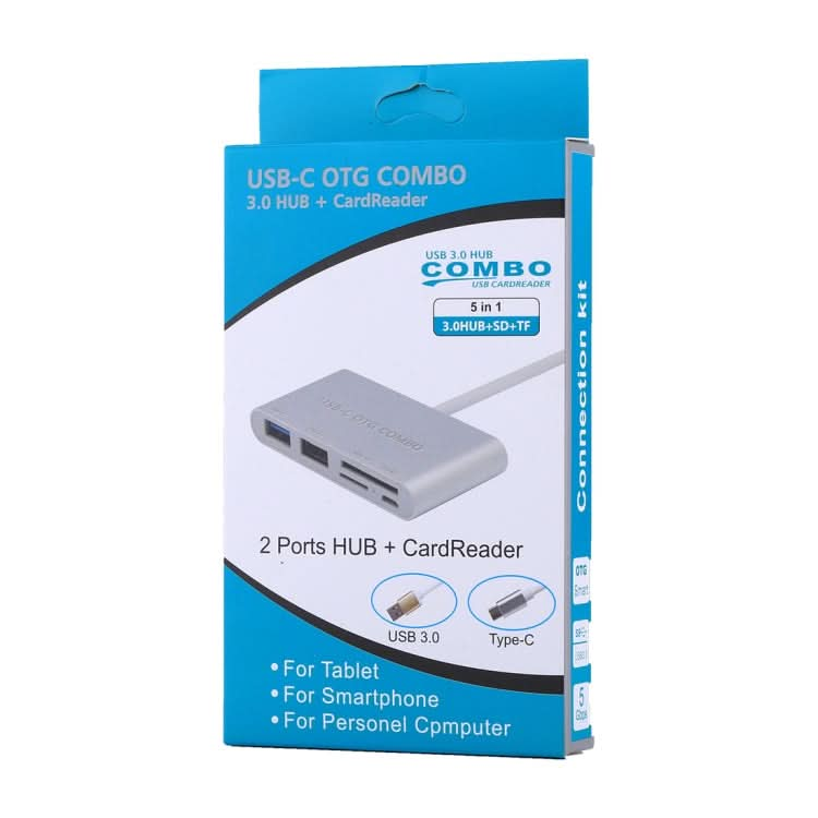 5 in 1 Micro SD + SD + USB 3.0 + USB 2.0 + Micro USB Port to USB-C / Type-C OTG COMBO Adapter Card Reader for Tablet, Smartphone, PC My Store