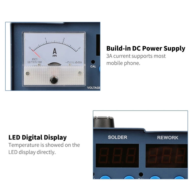 Kaisi K-863D 3 in 1 Hot Air Gun Soldering Station SMD Rework Station With 3A DC Power Supply for Phone PCB Welding Repair Machine, US Plug