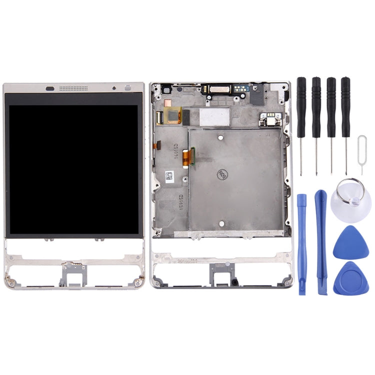 LCD Screen and Digitizer Full Assembly with Frame for BlackBerry Passport Silver Edition