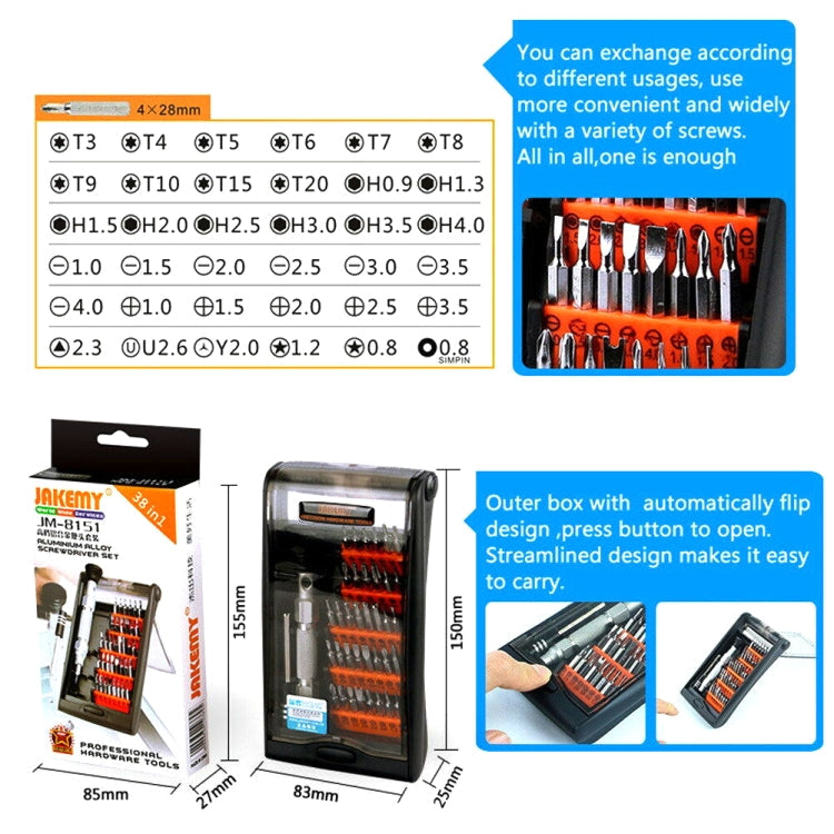 JAKEMY JM-8151 38 in 1 Screwdriver Tools Set Precision Screwdriver Set Repair Tool Hand Tools My Store