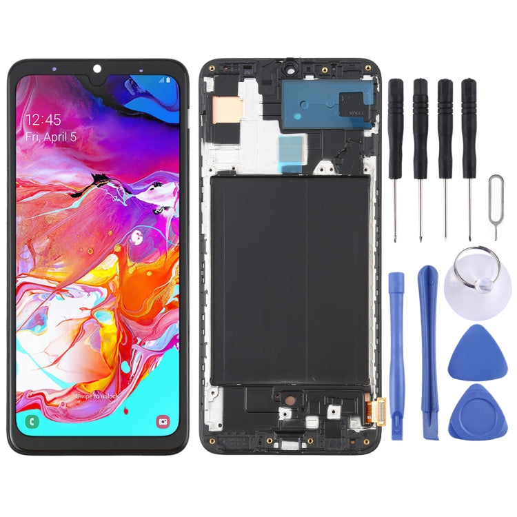 OLED Material LCD Screen and Digitizer Full Assembly with Frame for Samsung Galaxy A70 SM-A705 (6.39 inch)