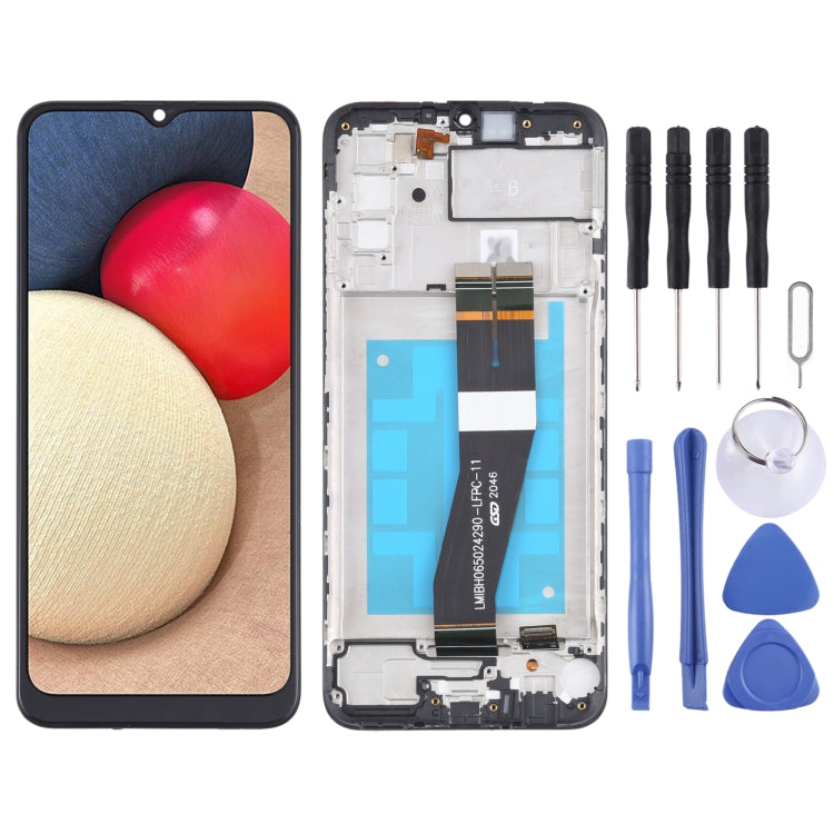 Original LCD Screen and Digitizer Full Assembly With Frame for Samsung Galaxy A02s SM-A025F(GB Version)