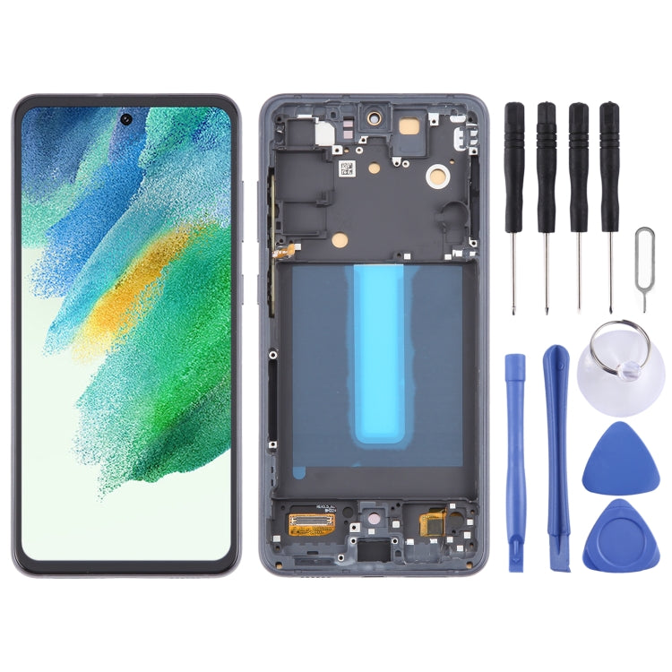 For Samsung Galaxy S21 FE 5G SM-G990B 6.36 inch OLED LCD Screen Digitizer Full Assembly with Frame