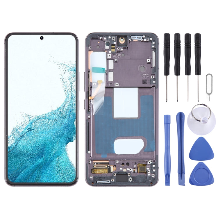 For Samsung Galaxy S22 5G SM-S901B EU Version OLED LCD Screen Digitizer Full Assembly with Frame