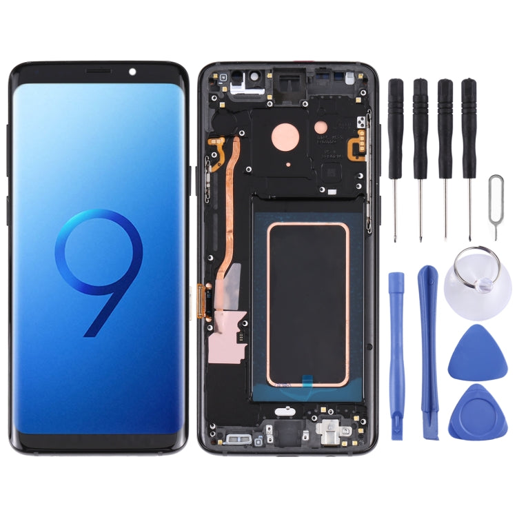 Super AMOLED Material LCD Screen and Digitizer Full Assembly with Frame for Galaxy S9+ / G965F / G965F / DS / G965U / G965W / G9650