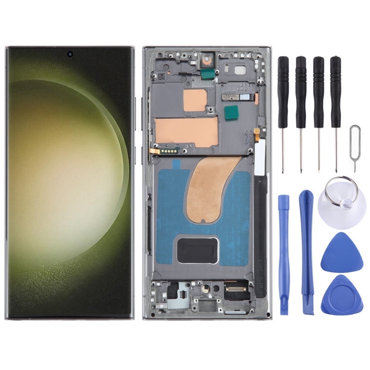 For Samsung Galaxy S23 Ultra SM-S918U EU Edition Original LCD Screen Digitizer Full Assembly with Frame