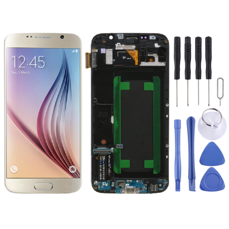 Original LCD Screen and Digitizer Full Assembly with Frame For Samsung Galaxy S6 SM-G920F