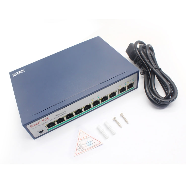 ESCAM POE 8+2 10-Port Fast Ethernet Switch 8-Port POE 10/100M 120W Network Switch, Transmission Distance: 150m My Store