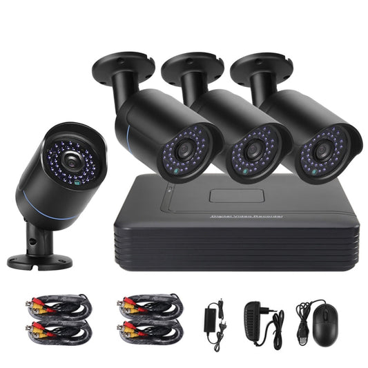 A4B5-Mini 4 Channel 720P 1.0 Mega Pixel 4 x Bullet AHD Cameras AHD DVR Kit, Support Night Vision / Motion Detection, IR Distance: 20m