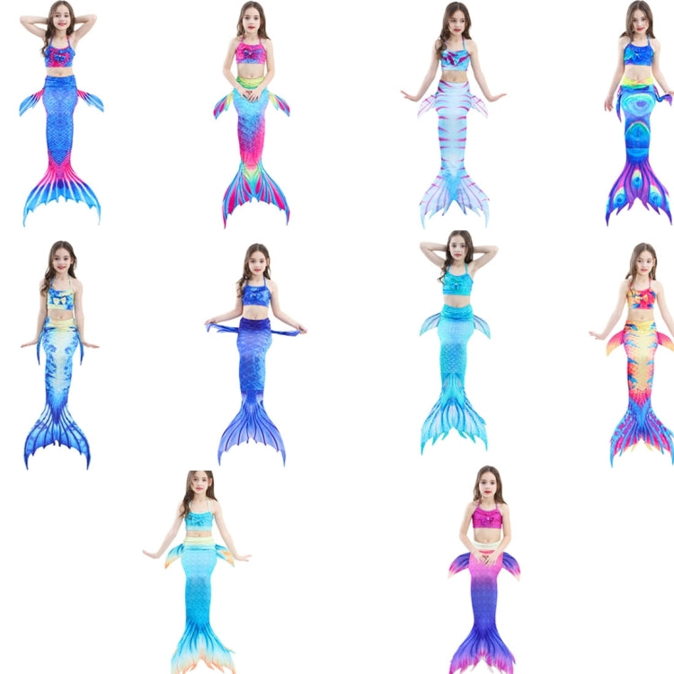 3 PCS / Sets Children Swimming Mermaid Tails Bikini Cosplay Mermaid Swimwear, Size: 110-Reluova