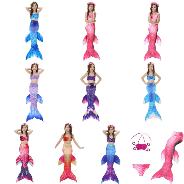 3 PCS / Sets Children Swimming Mermaid Tails Bikini Cosplay Mermaid Swimwear, Size: 130