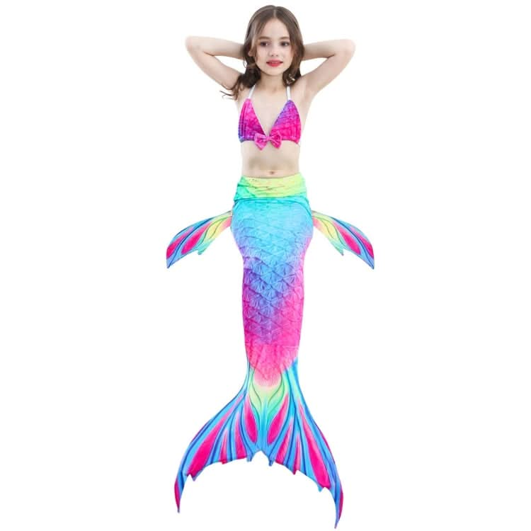 3 PCS / Sets Children Swimming Mermaid Tails Bikini Cosplay Mermaid Swimwear, Size: 110(Magenta+Blue)-Reluova