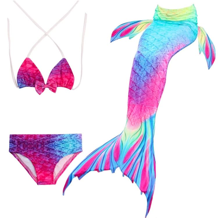 3 PCS / Sets Children Swimming Mermaid Tails Bikini Cosplay Mermaid Swimwear, Size: 110(Magenta+Blue)-Reluova