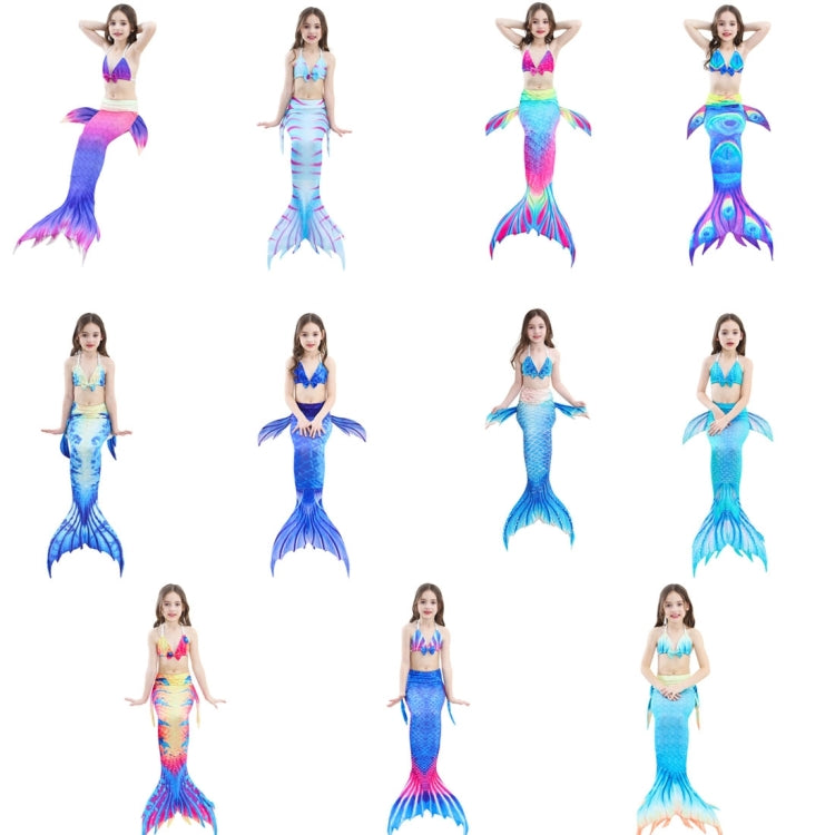 3 PCS / Sets Children Swimming Mermaid Tails Bikini Cosplay Mermaid Swimwear, Size: 150-Reluova