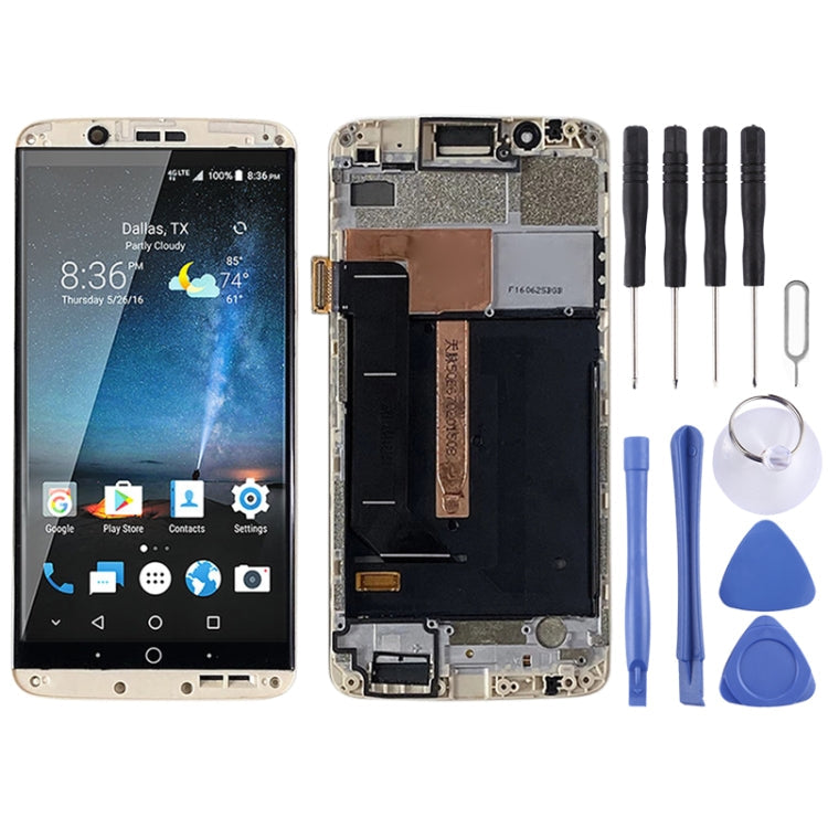 AMOLED Material LCD Screen and Digitizer Full Assembly With Frame for ZTE Axon 7 A2017 A2017U A2017G